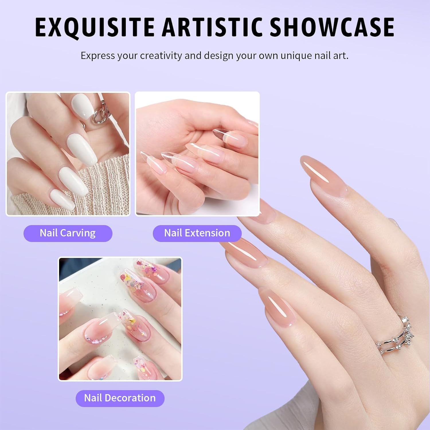 Acrylic Nail Kit, 75ml Acrylic Liquid Monomer with 4 Colors Powder and 5PCS Nail Brush for Nail Extension Carving Manicure French Fake Tips Art for Home DIY Salon