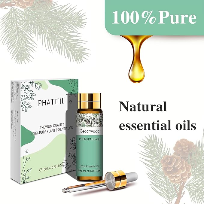 0.33FL.OZ Cedarwood Essential Oil, Pure Aromatherapy Essential Oils for Diffuser, Humidifier, Scented Oils for Soap, Candle, Bath Bombs Making (10ML)