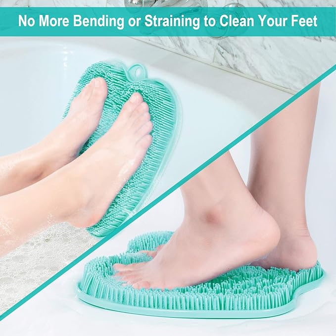 BESKAR XL Large Foot Scrubber Mat for Use in Shower - Shower Foot Cleaner to Eliminate Calluses Dead Skin, Foot Massager Mat for Men & Women to Soothe Achy Feet, Non Slip Suction Cups