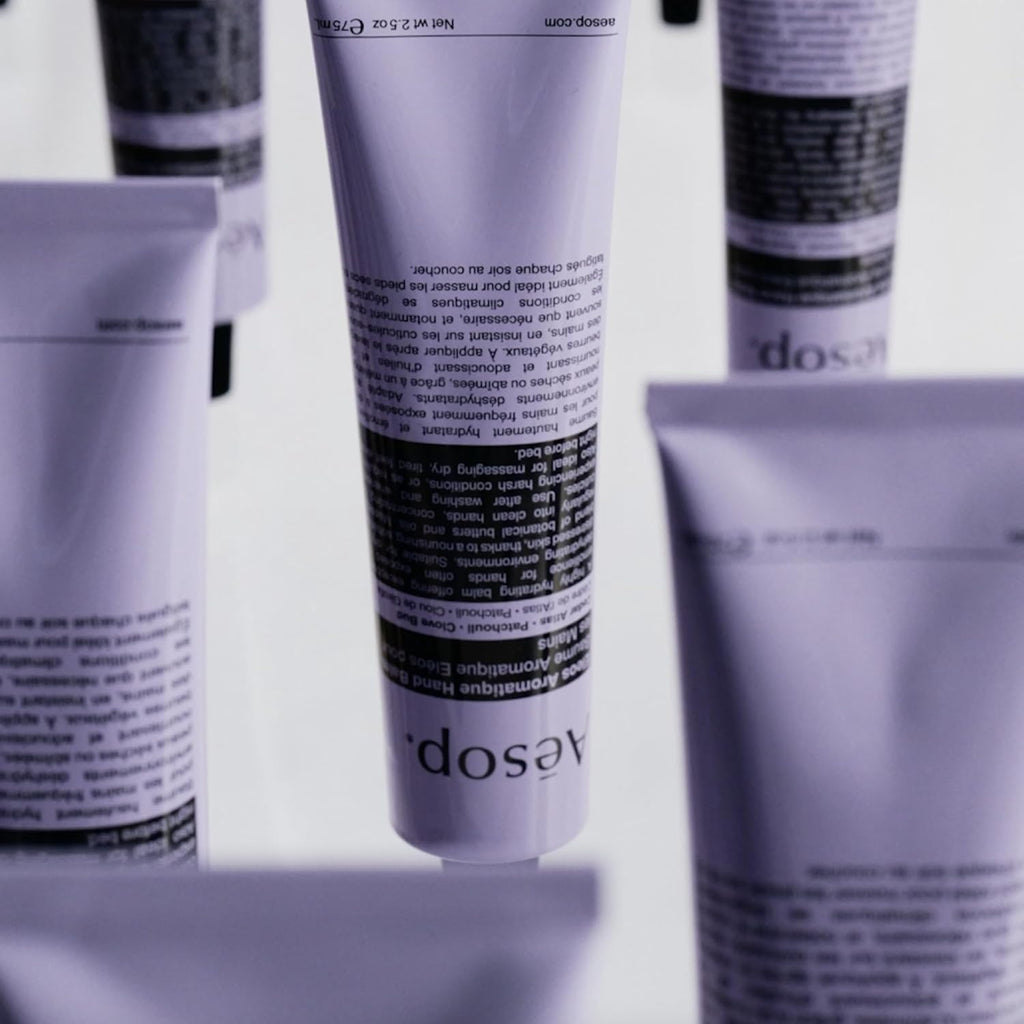 Aesop Eleos Aromatique Travel Size Hand Balm | Shea Butter and Coconut Oil to Nourish Dry, Cracked Hands | Lotion Made with Skin-Calming Essential Oils | 2.4 oz / 75 mL