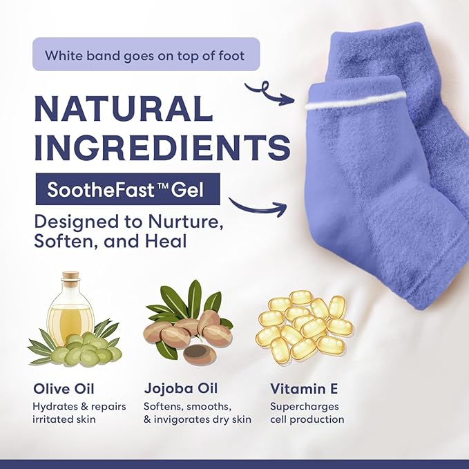 Dr. Frederick's Original Moisturizing Fuzzy Heel Socks - 2 Pairs - Cozy Gel-Lined Sleep Socks for Women & Men - Soothes Dry, Cracked Feet - Heel Repair - Lavender Luxury