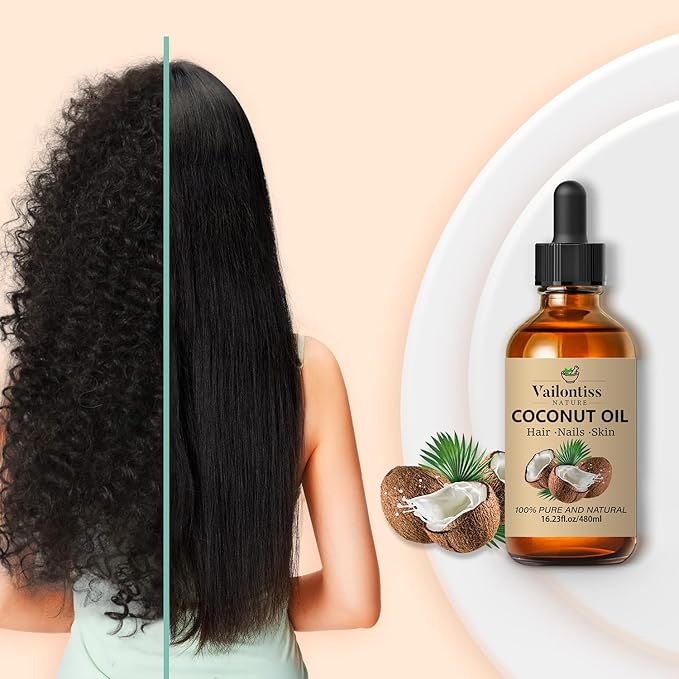 Coconut Oil - Carrier Oil for Hair Growth,Relaxing Massage and Body Oil, Pure Non-Greasy Coconut Oil for All Hair Types and Skin(Coconut Oil, 16 Fl Oz)