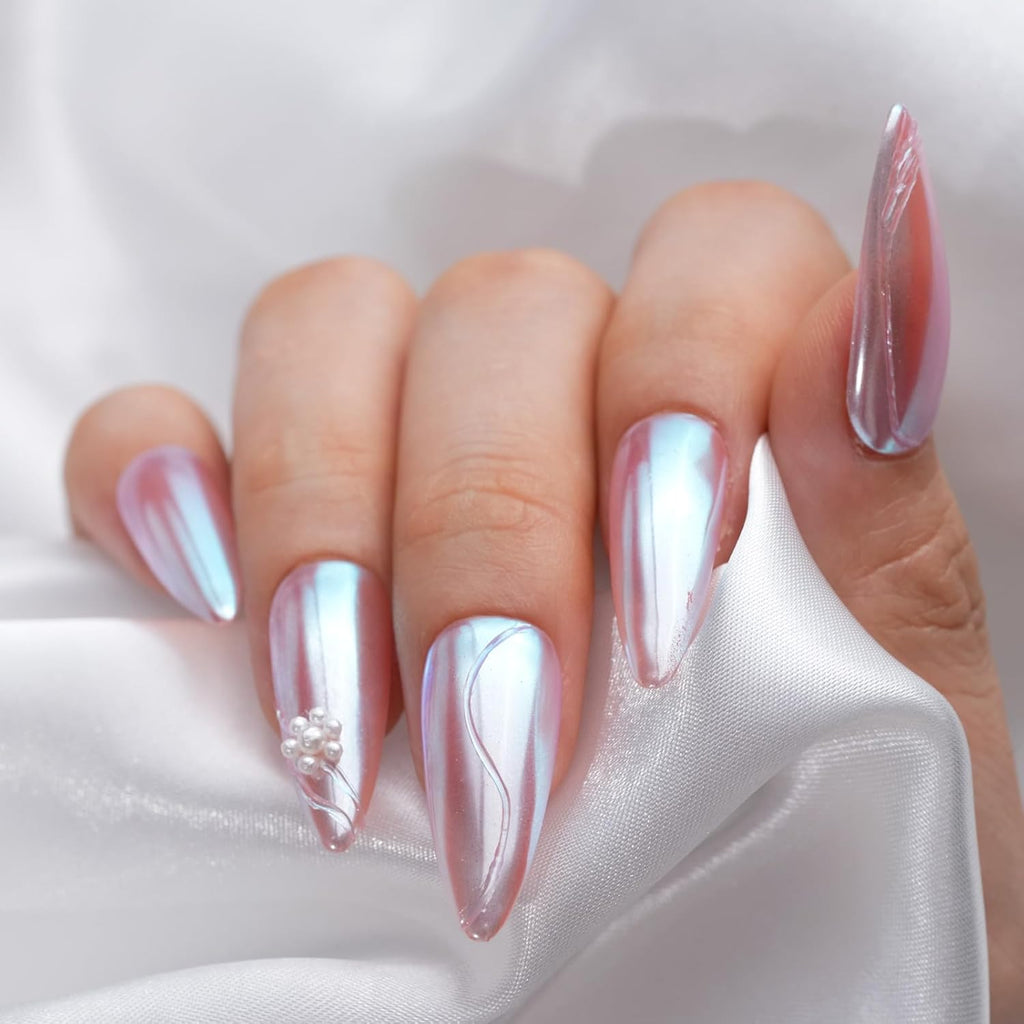 Pretty Diva Moonlight Chrome Nail Powder, Glossy Aurora Mermaid Unicorn Chrome Powder for Nails, Iridescent Unichrome Nail Art Glitter Decoration for Home DIY Salon Manicure Pigment
