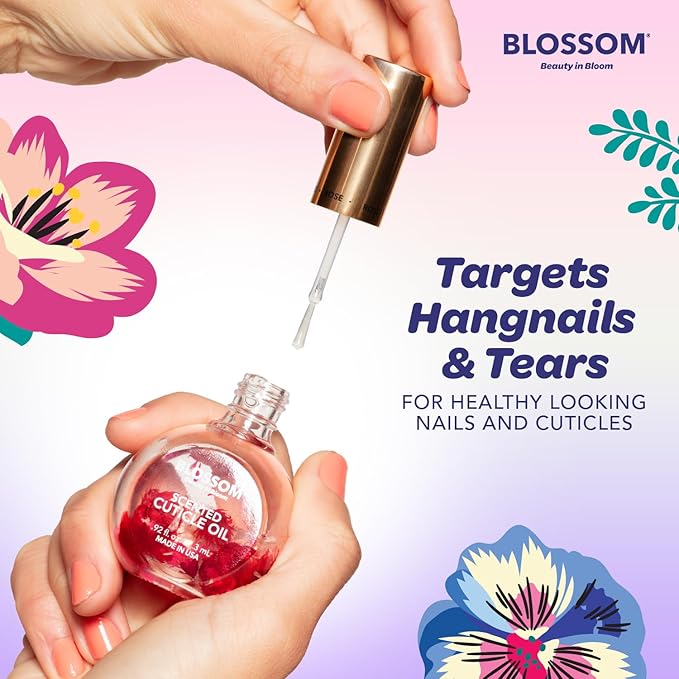 Blossom Cuticle Oil for Nails, Hydrating, Moisturizing, Scented Nail Oil Cuticle Care, Infused with Real Flowers, Made in USA, 0.5 fl. oz, Lavender