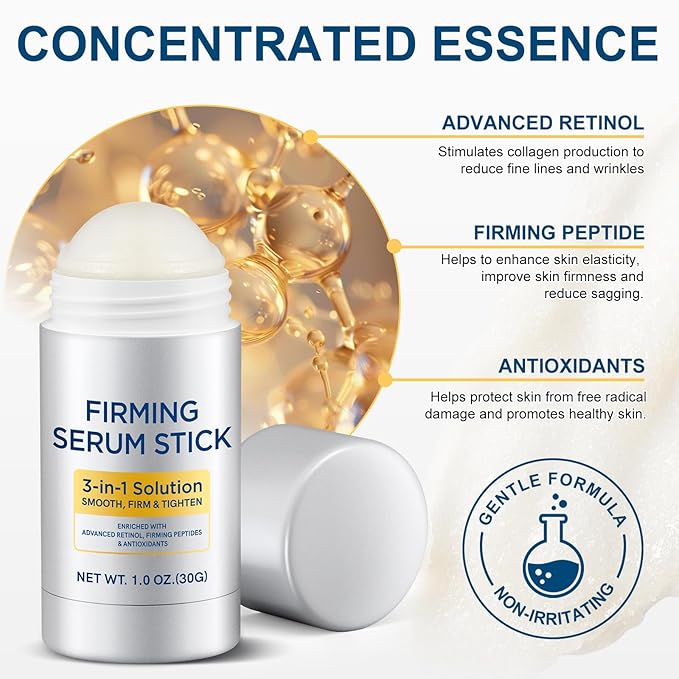 Retinol Firming Serum Stick, Retinol Face Stick with Antioxidants to Visibly Tighten and Firm Wrinkles, Advanced Firming & Wrinkle-Reducing Cream for Face and Body
