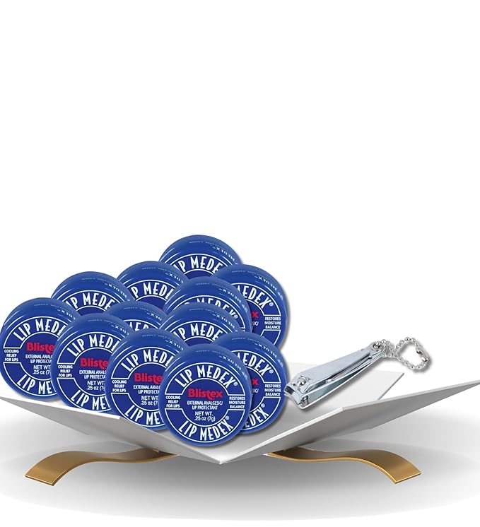 Lip Medex Lip Protectant 0.25 oz Bundle with Nail Clipper - Medicated Balm for Chapped Lips - Quick Cooling Relief - Moisture Restoration - Protects from Dryness - (13 Items)