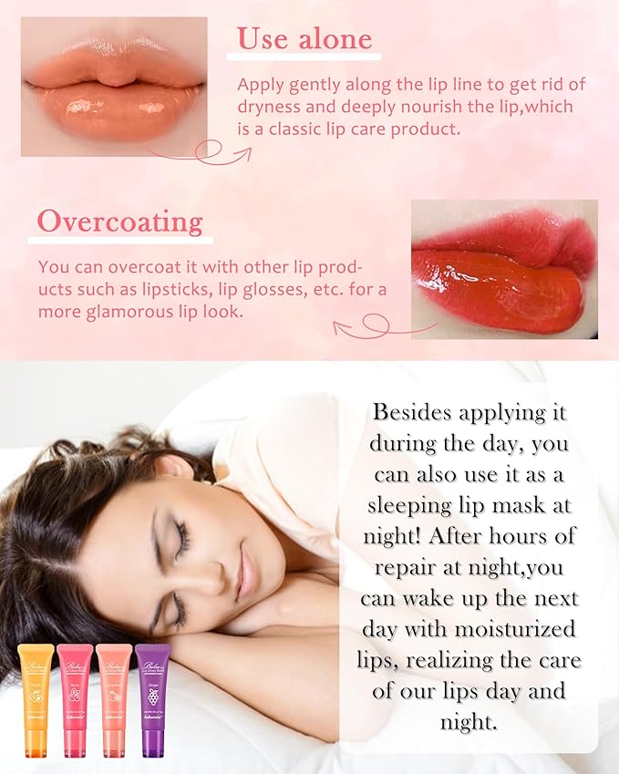 Lip Glowy Balm,Hydrating Nourishing Repair Sleeping Lip Mask,Glossy Finish Lip Moisturizer,Smooth Cracked Chapped Dry Lip,Lip Care Therapy Treatment,Women's Day Makeup Gift for Women-3#Grapefruit
