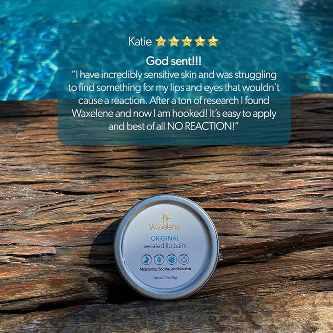 Waxelene Original Aerated Lip Balm Tin, Best Lip Balm Ever Organic Calming Multipurpose Ointment Baby Eczema Dry Sensitive Skin Body Face Moisturizer