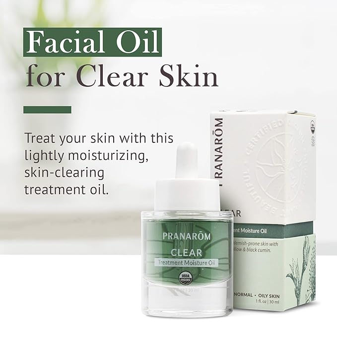 Pranarom - Clear Treatment Moisture Oil (1oz / 30ml) - 100% Pure & Natural Essential Oil Moisturizing Oil for Oily Skin Treatment & Nourishment