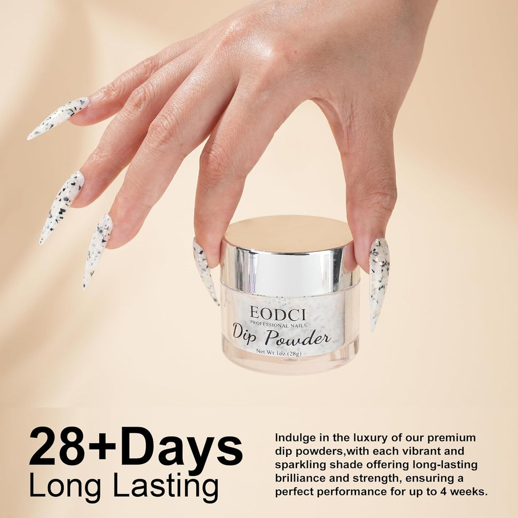 1 Oz/28g Glitter Grey Dip Powder, Nail Dip Powder for Long-lasting 28 Days+ Dip Nail Art French Manicure Nail Starter & Professional Home DIY Salon Use, No Needed Nail Lamp Curing