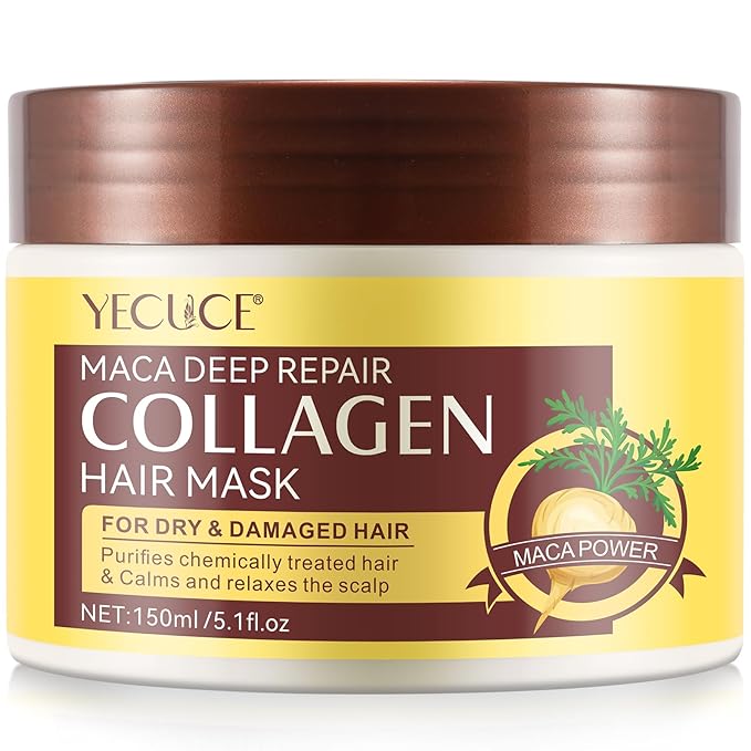 Collagen Hair Mask Deep Repair Conditioning, Hair Treatment Mask Calms and Relaxes the Scalp, Hair Mask with Argan Oil for Dry Damaged Hair All Hair Types, Nourish and Moisturize Hair & Scalp
