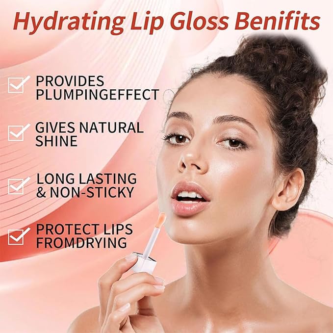 Hydrating Lip Glow Oil, Lip Oil Gloss Transparent Toot Tinted Nourishing Long Lasting Repairing Lightening Lip Lines (ALOE) 0.2 OZ