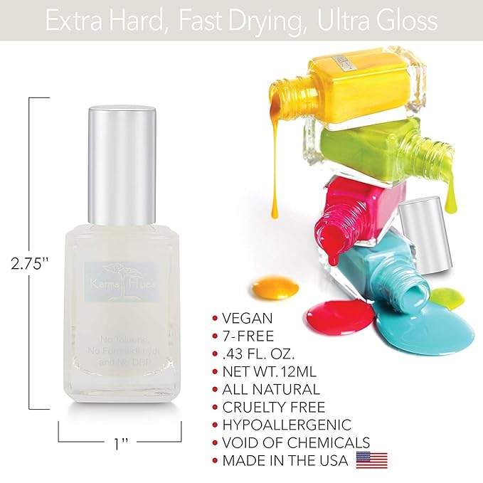 Karma Organic Nail Polish High Gloss Matte Top Coat Lacquer Fast Dry Nontoxic Cruelty-Free