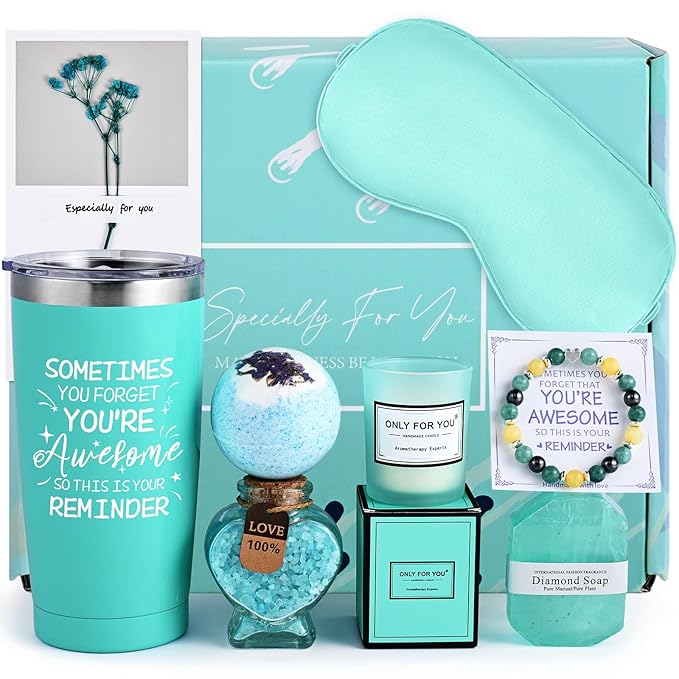 FRAMICS Spa Gifts for Women, Relaxing Spa Gift Baskets, 8-Piece Blue Set