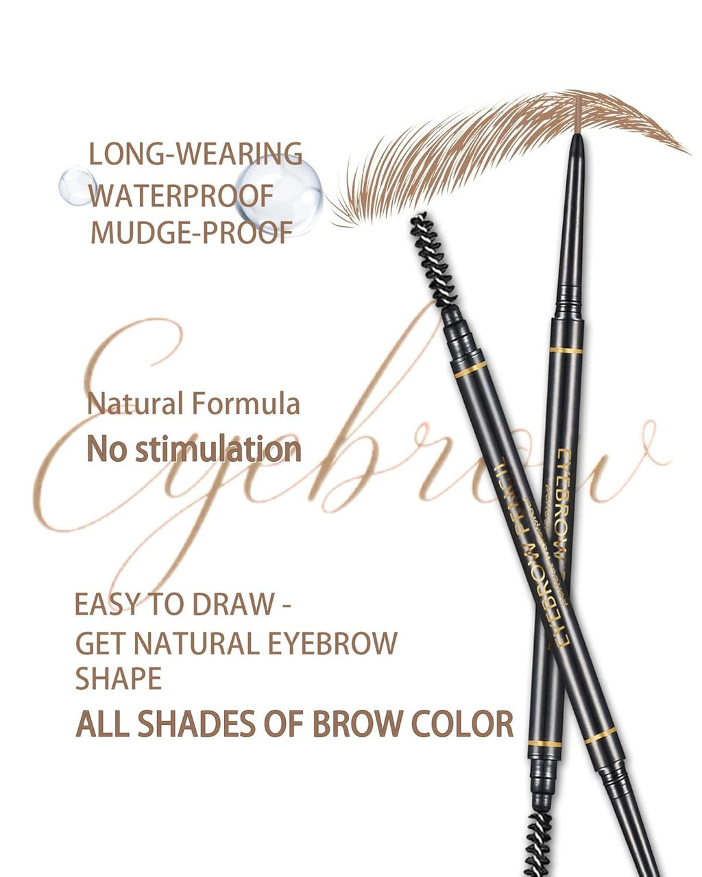 Light Brown Eyebrow Pencils for Women, 12Pcs Ultra Slim Eyebrow Pencil with 2 Brow Razors Kit, Double Head 1.5mm Micro-Fine Tip & Spiral Brush, Can Draw Fine and Long-Lasting Brows Makeup
