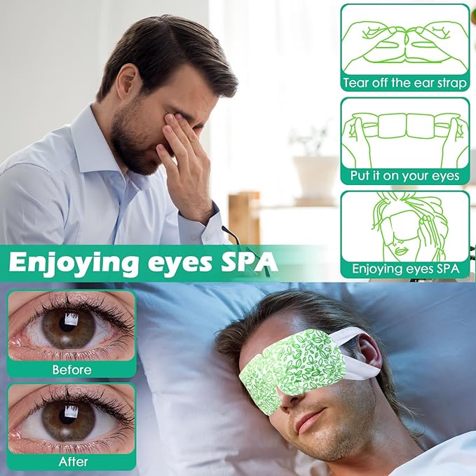 50 Packs Steam Eye Mask for Dry Eyes Spa Warm Sleep Mask Self Heating Disposable Eye Masks for Home Office Travel Eyestrain Relieve(Unscented)