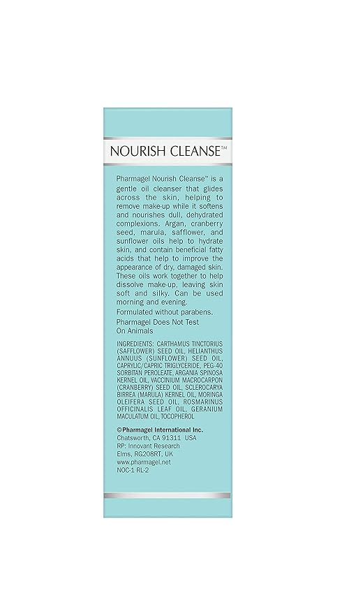 Pharmagel Nourish Cleanse Hydrating Facial Cleanser | Face Cleanser & Makeup Remover | Natural Face Wash for All Skin Types – 3.7 oz