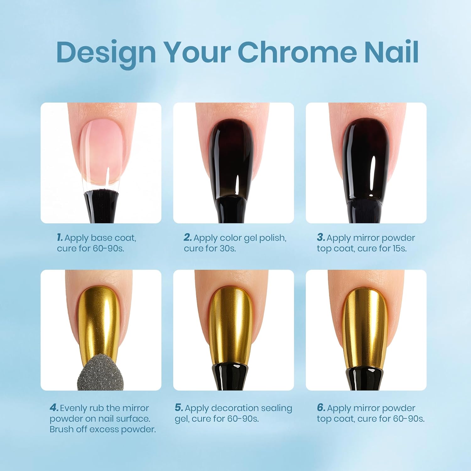 Beetles Halloween Gel Top Coat for Chrome Nail Powder: 15ml Mirror Shiny Chrome No Wipe Gloss Top coat Long Lasting Soak Off Nail Lamp for Nail Art Creation