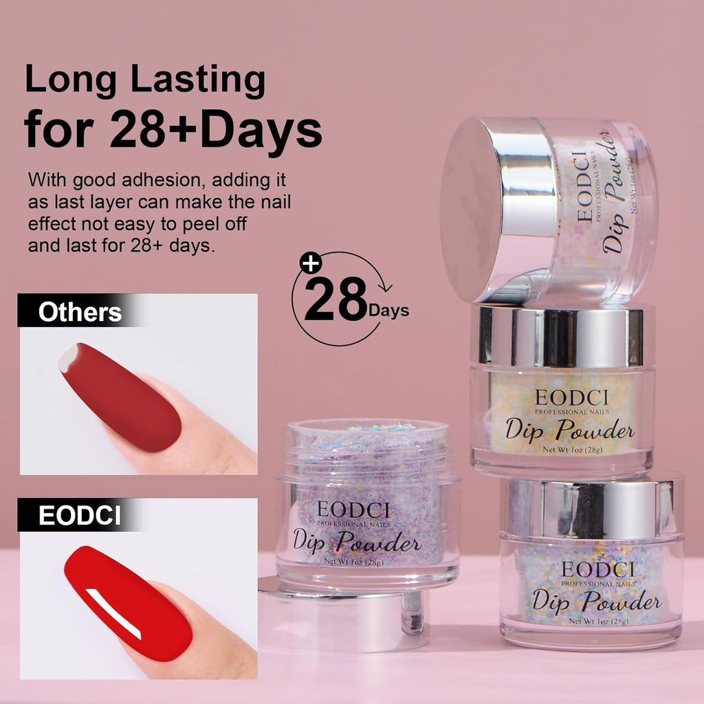 Glitter Dipping Powder, Sprinkle On Glitter Collection - Hot Pink Dip powder - No Needed UV Lamp - Long Lasting 14 Days Dip Colors - Nail Color for Professionals & At-Home DIY 1oz