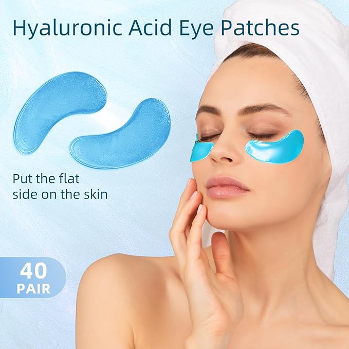 Under Eye Patches, 40 Pairs Eye Mask for Dark Circles, Puffy Eyes, Undereye Bags,Wrinkles,Eye Mask Patches with Hyaluronic Acid, Eye Treatment Skin Care for Men & Women Gift