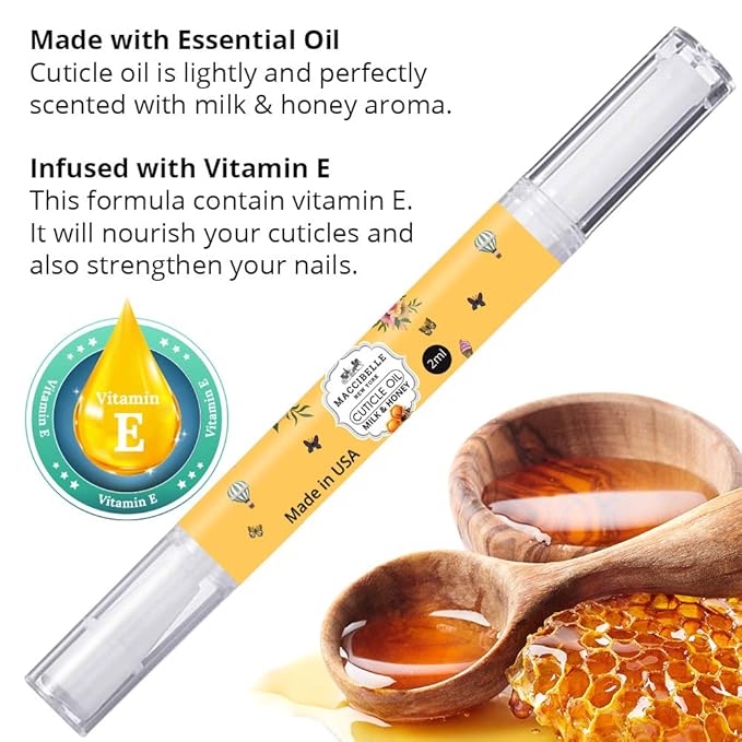 Maccibelle Milk & Honey Pure Cuticle & Nail Oil Pen 2ml Heals Dry Cracked Cuticles.