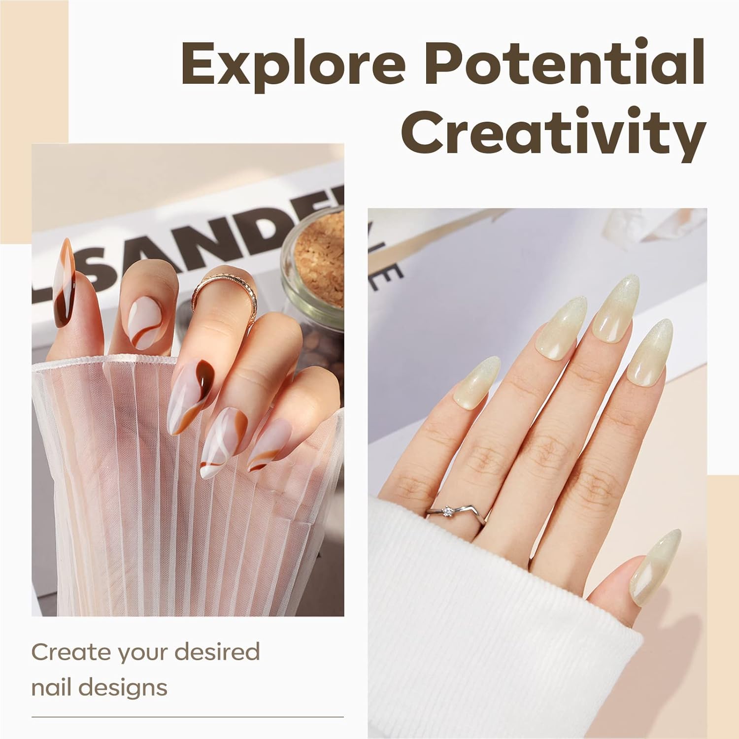 Modelones Medium Almond Nail Tips, 500Pcs Fake Nails Gel Tips Pre-shaped Full Matte Cover False Acrylic Extensions No Filed Stronger Press on Manicure 10 Sizes