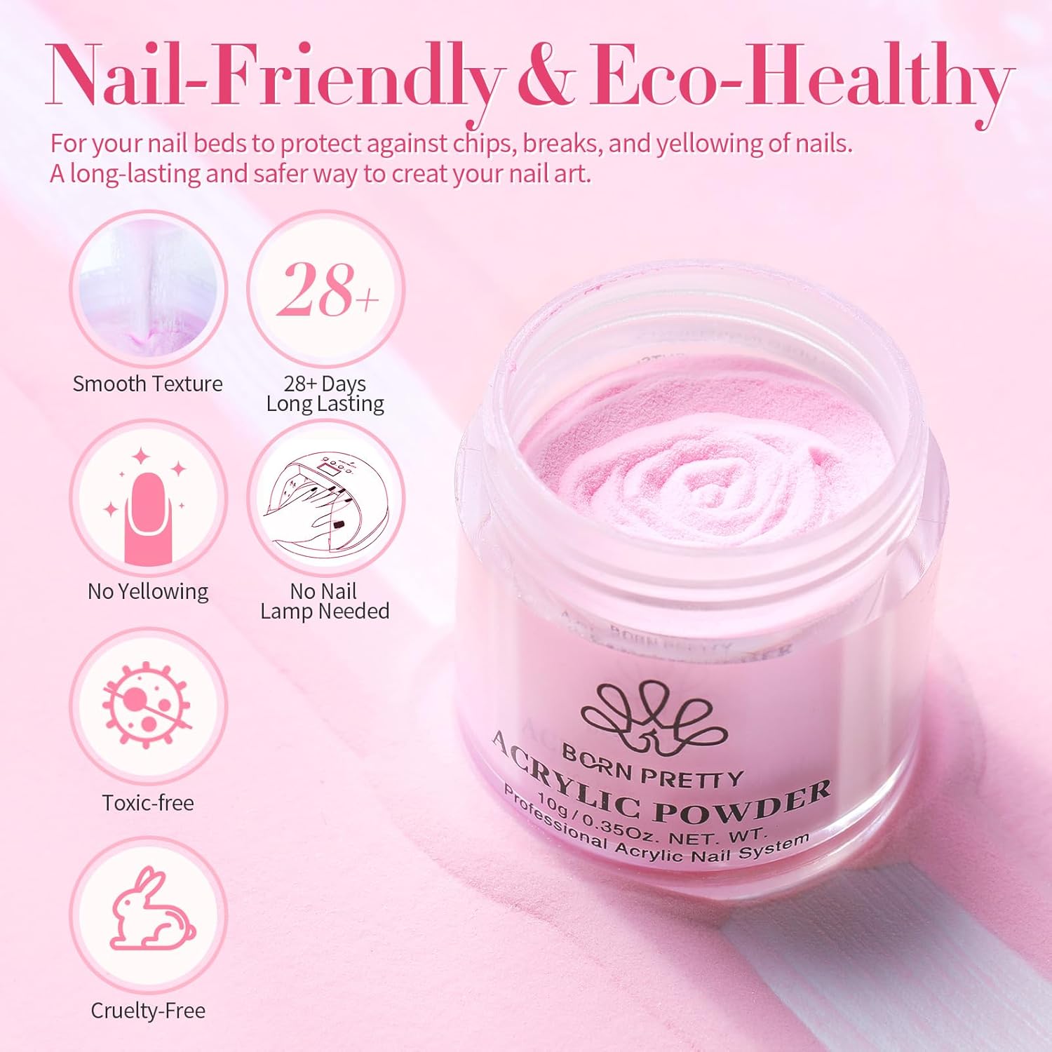 BORN PRETTY Acrylic Nail Kits Full Set,87PCs Pink White Clear Glitter Grey Acrylic Powder and Liquid Set for Beginners,with Nail Pre Dehydrator Nail Primer Nail Tips
