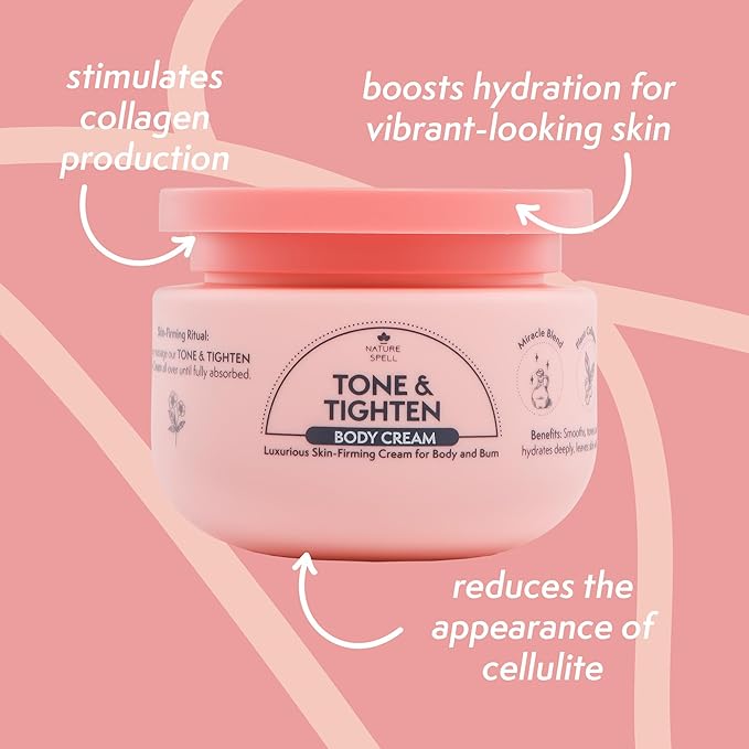 Nature Spell Tone & Tighten Skin Firming Gift Set – Body Wash, Sugar Body Scrub, & Body Cream - Skin-Firming Trio Infused with Hyaluronic Acid, Ginseng Extract & Plant Collagen