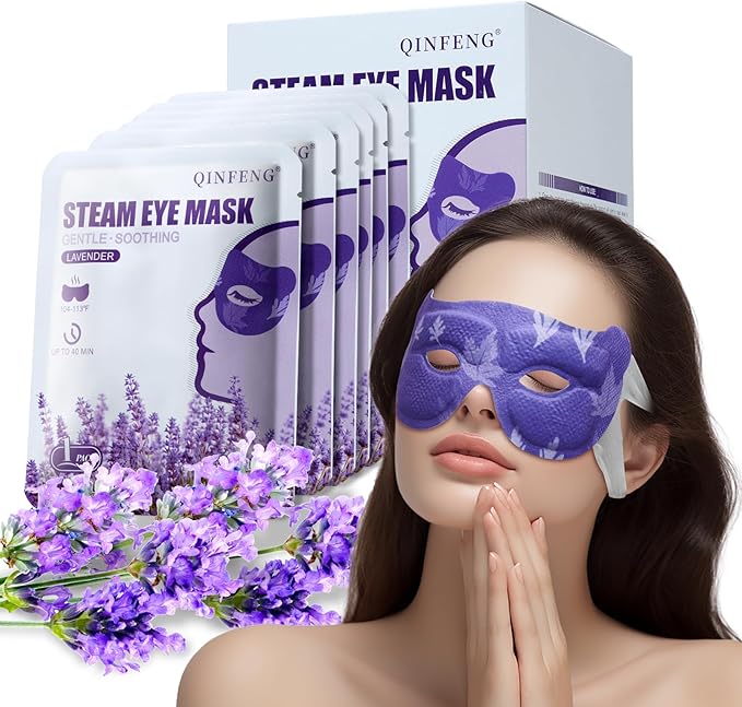 18 Packs Steam Eye Mask for Dry Eyes Eye Self Heating Mask Disposable SPA Warm Eye Compress Sleep Mask Womens Gifts for Christmas (Lavender-Hollow)