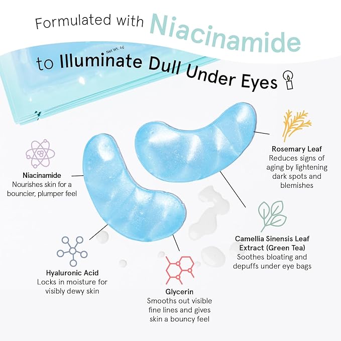 grace & stella Award Winning Under Eye Mask (Blue, 24 Pairs) Reduce Dark Circles, Puffy Eyes, Undereye Bags, Wrinkles, Gel Under Eye Patches, Birthday Gifts for Women - Vegan Cruelty-Free Self Care