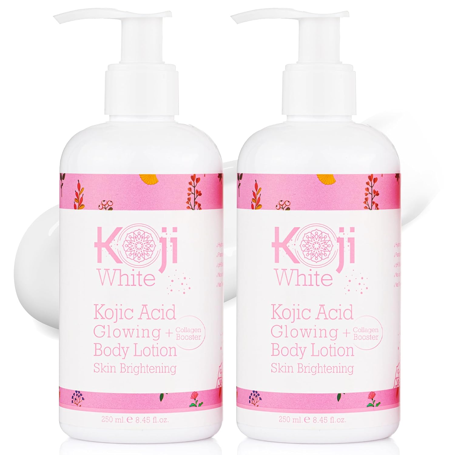 Koji White Kojic Acid & Collagen Body Lotion, Women Gifts Set for Skin Brightening with Arbutin, Glowing Skin, Moisturizer & Radiant Complexion, Uneven Skin Tone - Vegan, 8.45 Fl Oz (2 Packs)