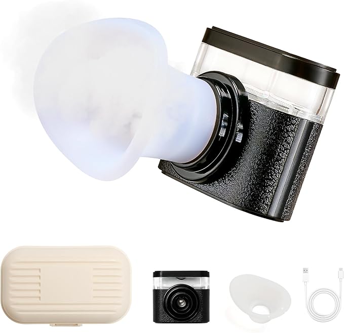 Eye Steamer for Dry Eyes Relief,Portable Electric Heated Steam Therapy Wand Machine with Moist Heat for Natural Tears Restore,Dry Eye Mist Sprayer with Warm Compress and 3 Level-Heat (Black)