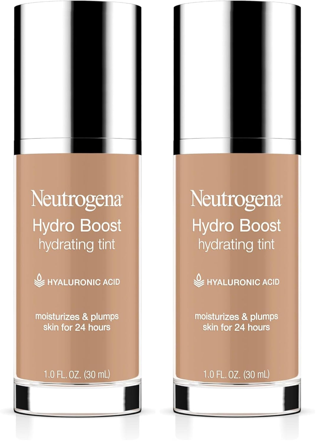 Neutrogena Hydro Boost Hydrating Tint with Hyaluronic Acid, Lightweight Water Gel Formula, Moisturizing, Oil-Free & Non-Comedogenic Liquid Foundation Makeup, 40 Nude Color, 1.0 fl. oz (Pack of 2)
