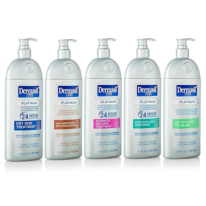 Dry Skin Body Moisturizing Lotion | Full Body Lotion & Face Protection for Soothing & Softens | Dermasil Labs Dermatologists Recommended Treatment Pump Cap Bottle (Dry Skin 14.5 OZ - Pack of 2)