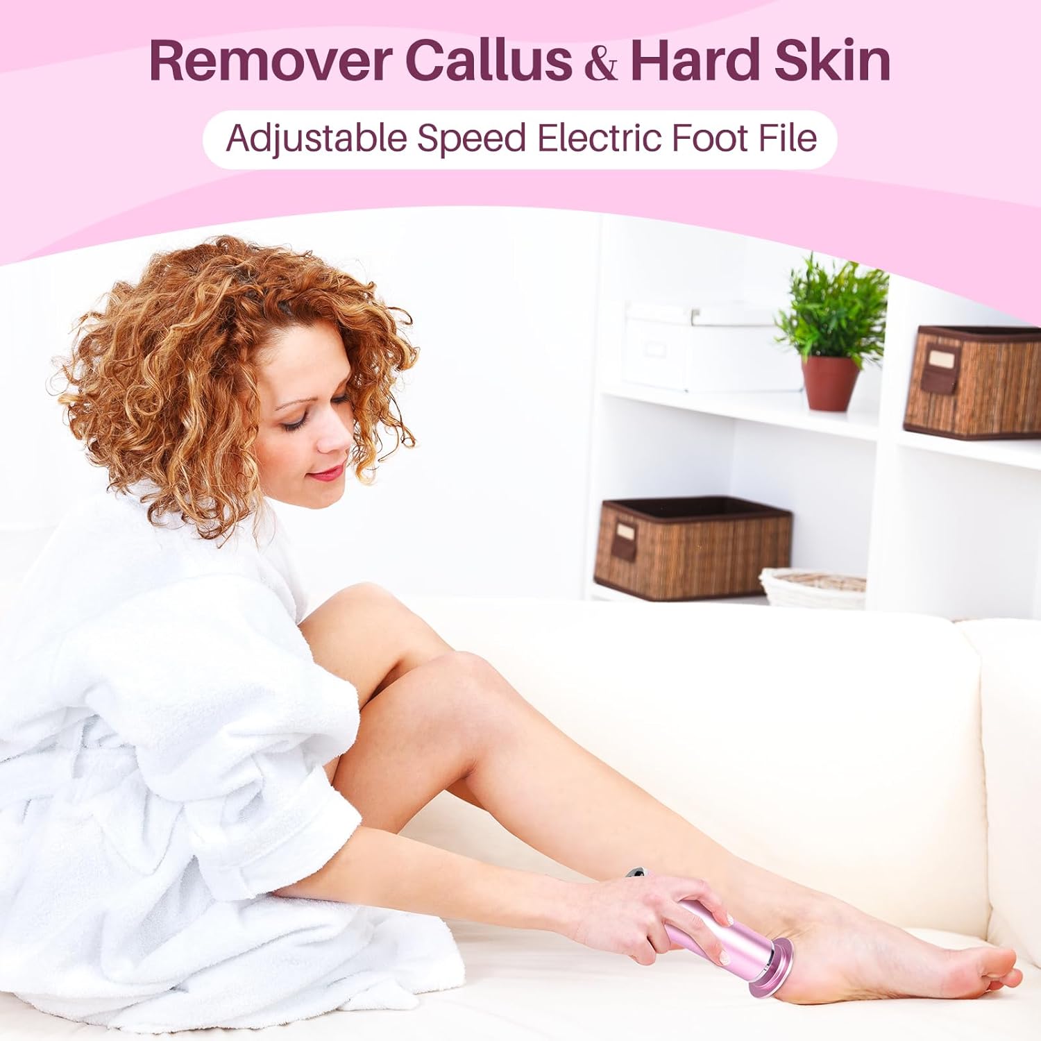 LIONVISON Electric Foot Callus Remover: Adjustable Speed Foot File for Cracked Heels - Working Women's Summer Pedicure Tool with 60pcs Sandpaper Discs - Dead Skin Remover for Dry Feet at-Home