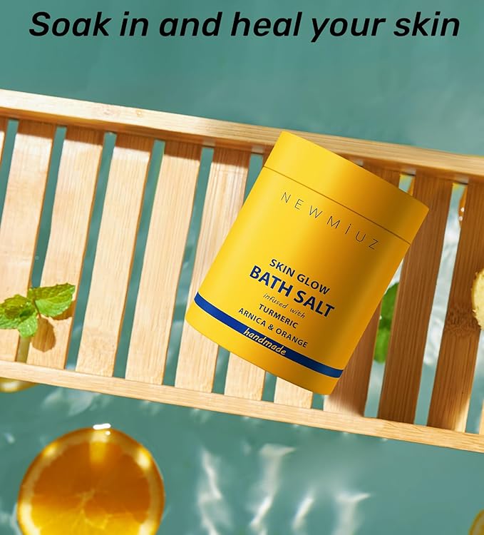 Natural Detox Bath Salt Soak Magnesium Epsom Salt Vitamin C Moisturize Skin Turmeric Orange Arnica Essential Oil Relaxation Stress Relief Gift Women