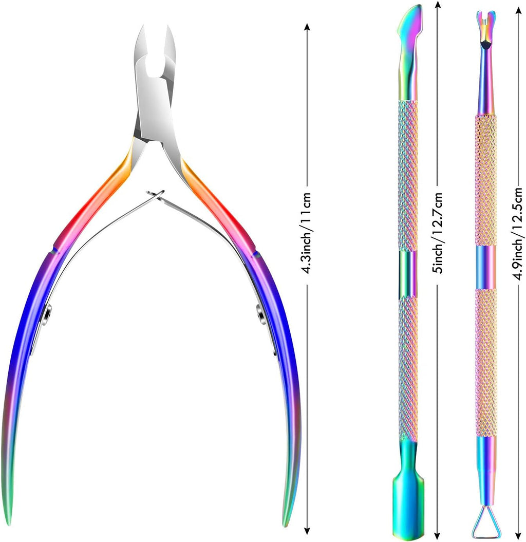 Cuticle Trimmer Cuticle Remover with Cuticle Pusher, XUNXMAS Professional Stainless Steel Durable Pedicure Manicure Tools Cutter Nipper Scissor Clipper for Fingernails and Toenails Dead Skin