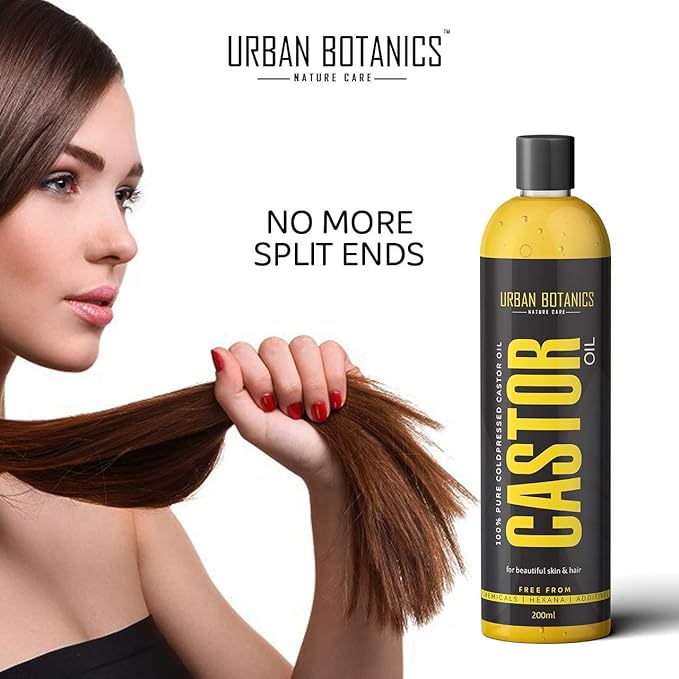 UrbanBotanics® Pure Cold Pressed Castor Oil for Hair and Skin, 200ml