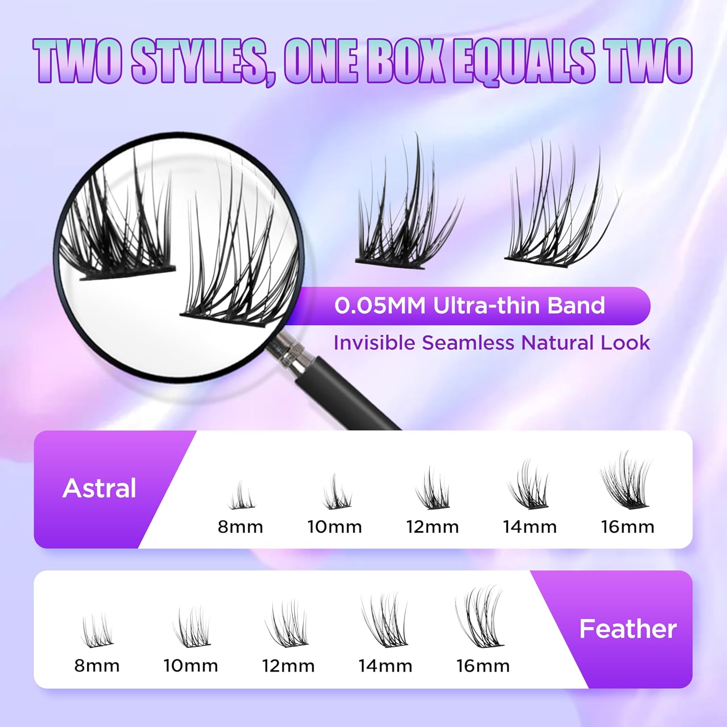 Lash Extension Kit DIY Lash Clusters Kit Eyelash Extensions Individual Lashes Extensions with (BondSeal,Tweezers,Remover,Astral+Feather,8-16mm)