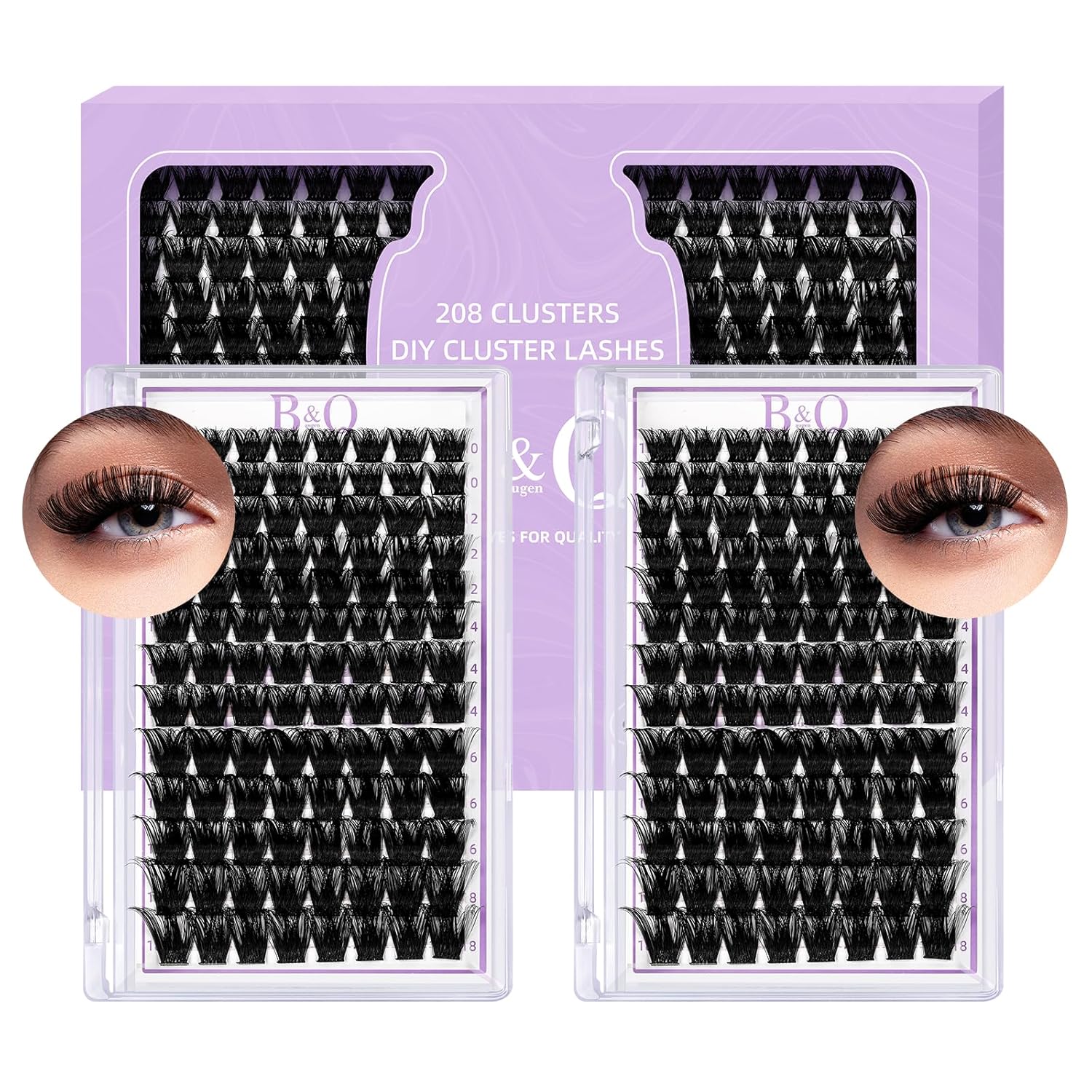 Lash Clusters 208 PCS Cluster Lashes Individual Lashes B06 Eyelash Extensions 10-18mm DIY Lash Extensions D Curl Volume Wispy Soft Comfortable Band False Lashes (D-10-18MIX,B06)