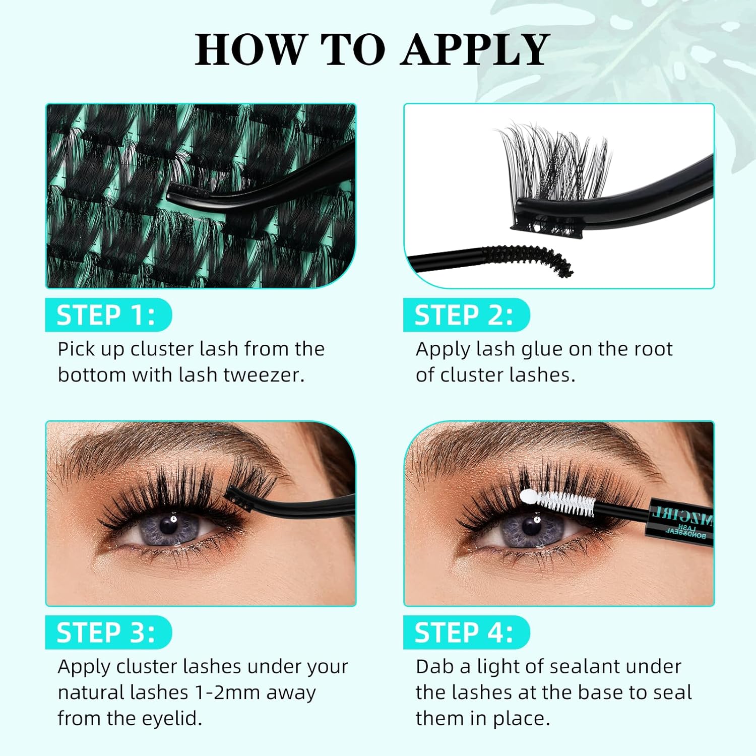 Lash Clusters Kit 140pcs Lash Extension Kit Cluster Lashes Fluffy Look with Lash Bond and Seal Waterproof, Lash Tweezer with Wet Look Ultra-Thin Band Lashes(Sunflower,D-10-18mm)