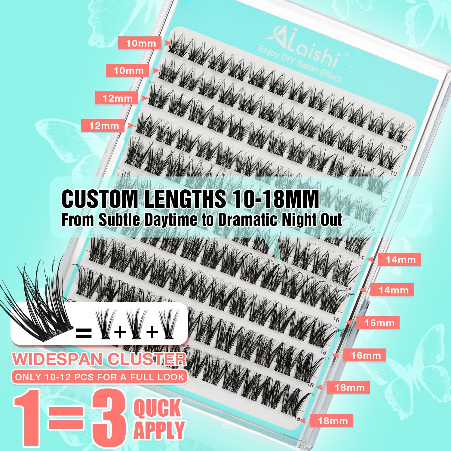 No Glue Needed Lashes, Self Adhesive Eyelashes, DIY Lash Cluster Eyelash Extensions Kit 10‑18mm,120pcs Fluffy D Curl Soft Natural Lashes with Tweezers–Fake Cat Eye Wispy Individual Clusters(NGDY81)