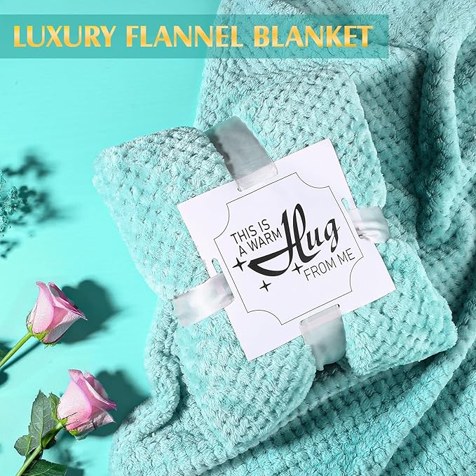 Birthday Gifts for Women, Thinking of You Gift Care Package with Luxury Flannel Blanket for Women Mom Her Wife Friends Sister, Blue Self Care Spa Relaxing Baskets for Christmas Valentines Mothers Day
