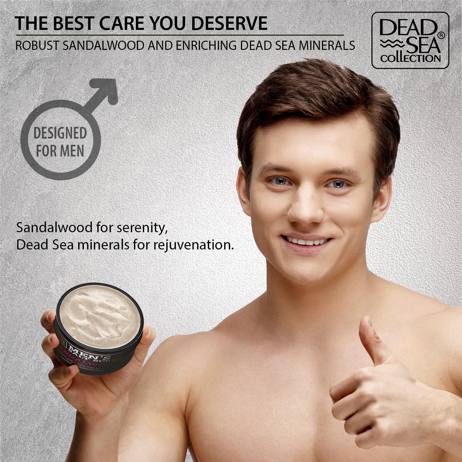 Salt Body Scrub Sandalwood For Men – Moisturizes, Exfoliates & Nourishes Skin – Cleanses & Detoxifies with Dead Sea Minerals - Dead Sea Collection – 23.28 OZ