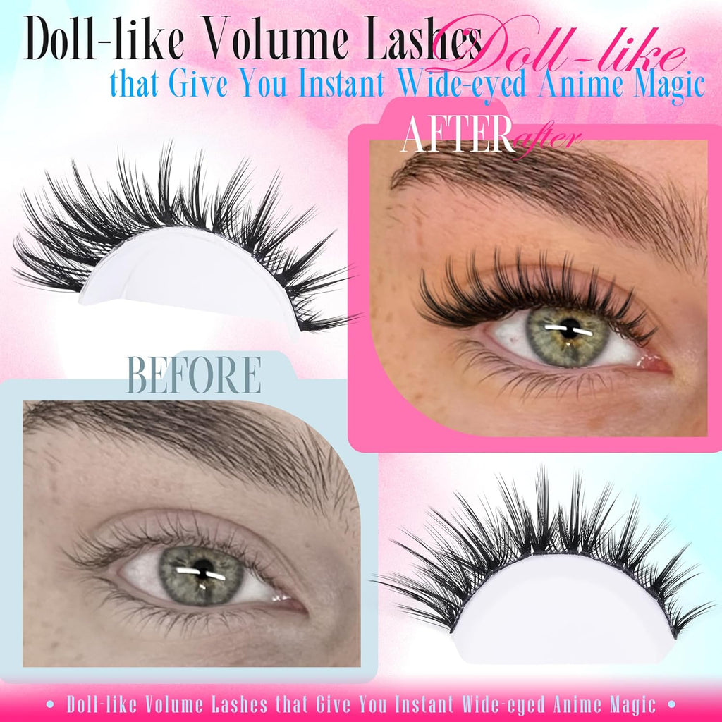 Cat Eye Lash Clusters Kit Wispy Manga Lash Extension Kit Natural Look Cluster Eyelash Extensions Fairy D-curly Cluster Lashes Kit 9-16MM DIY Eyelash Extension Kit by Newcally