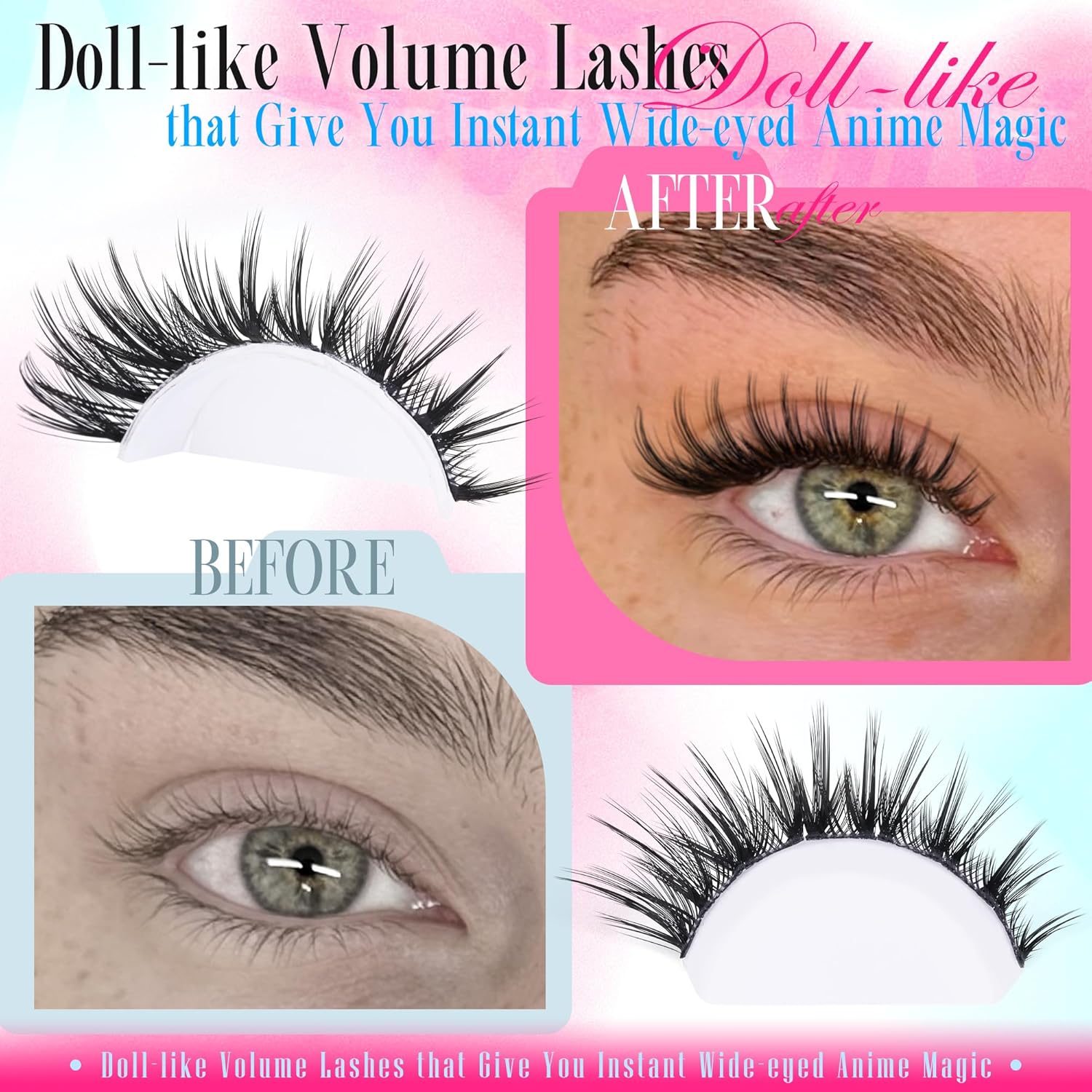 Cat Eye Lash Clusters Kit Wispy Manga Lash Extension Kit Natural Look Cluster Eyelash Extensions Fairy D-curly Cluster Lashes Kit 9-16MM DIY Eyelash Extension Kit by Newcally