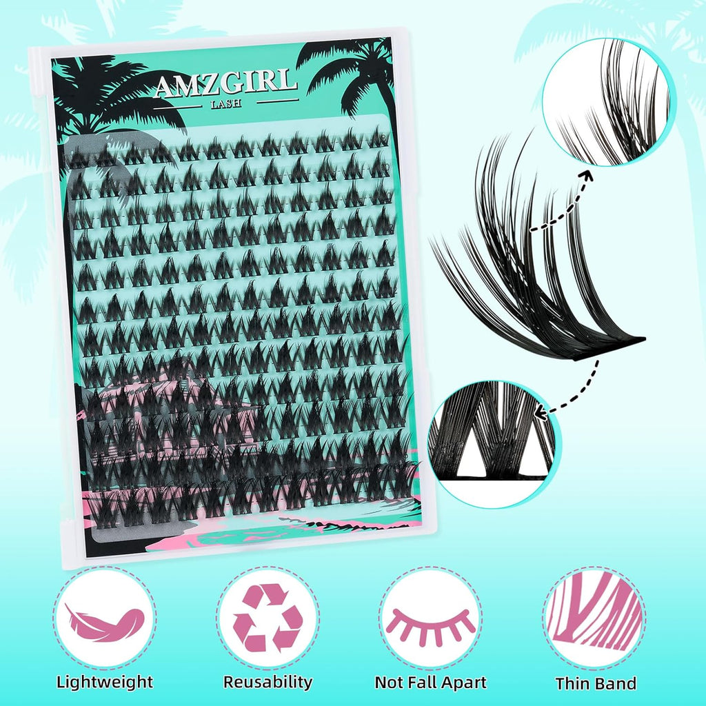 Fairy Lash Clusters Manga 144Pcs Eyelash Clusters Spiky Cluster Eyelash Extensions Individual Lashes Volume Anime Lash Clusters with Thin Band Lashes DIY at Home(Holiday,C-Mix8-18mm)