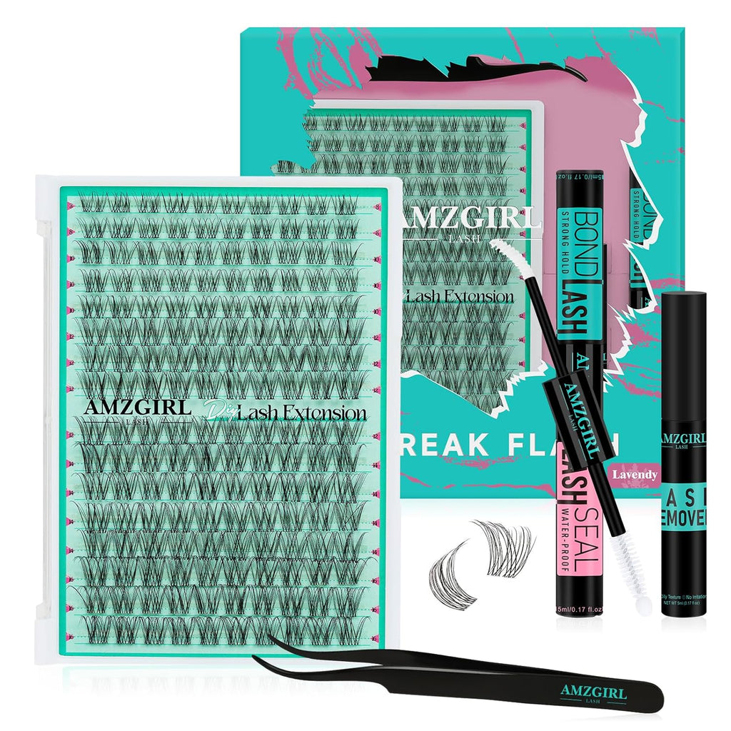Lash Clusters Kit,160pcs D Curl DIY Individual Eyelash Cluster Kit,Lash Bond And Seal,Remover For Eyelashes Extensions,Lash Applicator Tool For False Eyelash Extension Kit At Home(01#,Kit)