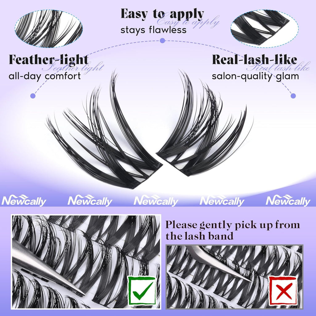 Wispy Eyelash Clusters Individuals Natural Lash Clusters DIY Lash Extension C-curly Cluster Eyelash Extensions 10-16MM Cluster Lashes by Newcally