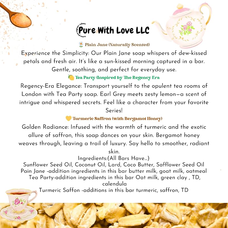 Turmeric Soap Box - Assorted 3 Bar Set, All Natural, Artisan, Clay, Goat Milk, For Face and Body All ages, Moisturing Creamy Lather